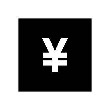 Siyah Kare Simgesinde Yen Para Birimi Sembolü