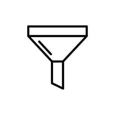 İş bağlamında filtreleme ve süreç akışını temsil eden bir huninin basit ana hatları simgesi.