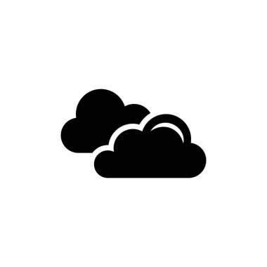 Sade beyaz bir arkaplanda yumuşak kenarlı iki siyah bulut tasvir edilir..