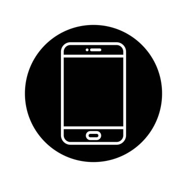 Siyah Çemberdeki Akıllı Telefon Simgesi, Uygulamalar ve Hizmetler İçin Mobil Aygıt Sembolü
