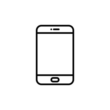 Siyah beyaz, basit ve modern bir simge ile akıllı bir telefonun ana hatları