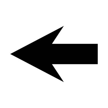 Geri Hareket ve Yön Denetim için Keskin Siyah Solak Ok Simgesi