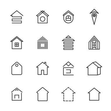 ince çizgi Icons set ev