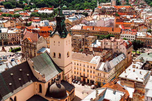 Top view of the old city of Lviv