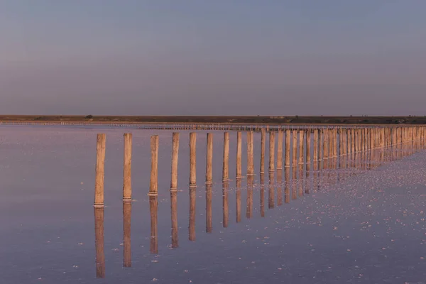 Prachtige Zonsondergang Boven Het Zoute Roze Meer — Stockfoto