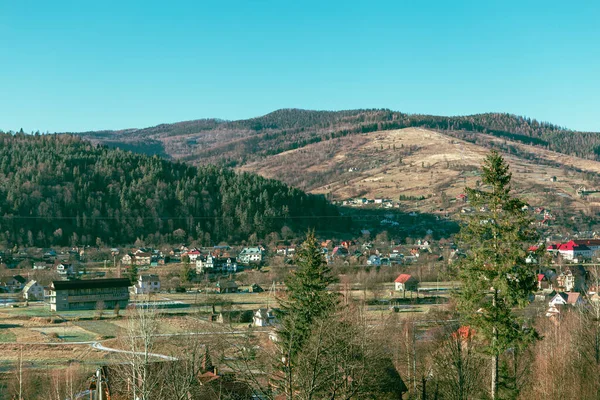 Paisagem Inverno Dia Ensolarado Montanha — Fotografia de Stock