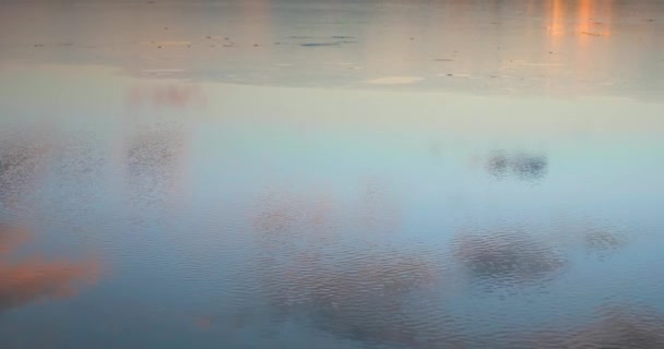 川の水の中で夜の空の反射を傾ける — ストック動画