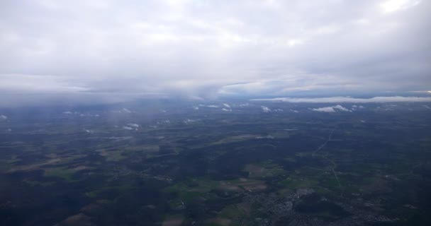 Widok Lotu Ptaka Francję Krajobraz Kraju Przez Okno Porthole Samolot — Wideo stockowe