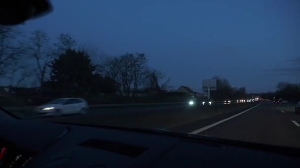 Pov Windshield View Voiture Conduite Rapide Sur Autoroute Nuit France — Video