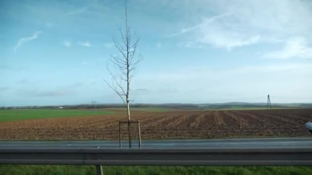 Γεωργική Περιφέρεια Αγροτεμάχια Κοντά Στην Εθνική Οδό Θέα Από Όχημα — Αρχείο Βίντεο