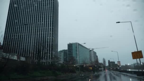 Défense Paris Ile France Europe Des Gouttes Pluie Sur Des — Video