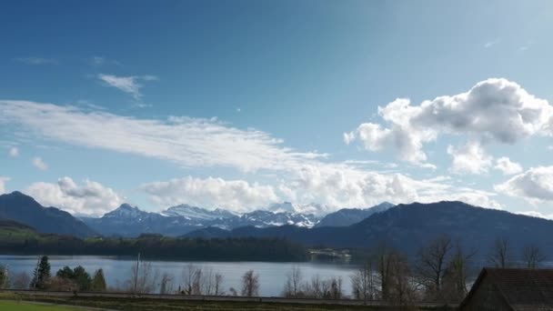 Lago Lucerna Alpi Svizzera Europa Vista Dalla Macchina Muoversi Sulla — Video Stock