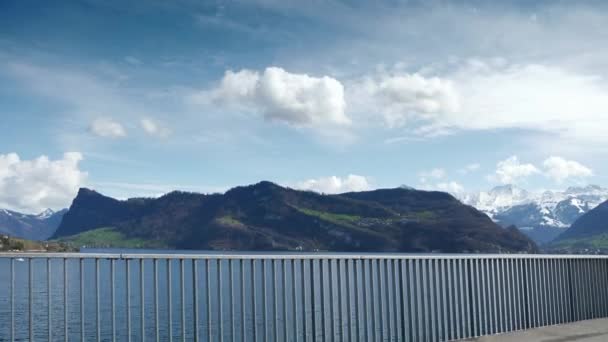 Horské Jezero Lucerne Alpy Švýcarsko Evropa View Out Car Moving — Stock video