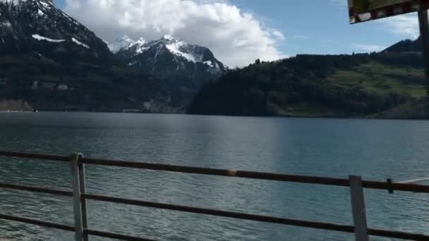 Lago Montaña Lucerna Alpes Suiza Europa Vista Desde Car Moving — Vídeo de stock