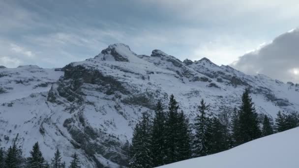 Hoch Geissberg Alpes Suíços Pitorescos Cênico Snowcapped Mountain Peaks Suíça — Vídeo de Stock