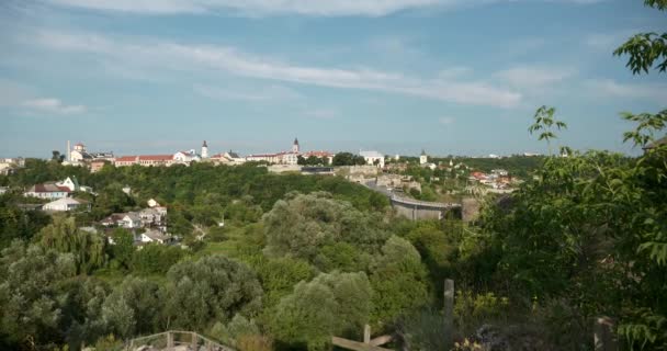 Panorama Pejzaż Miejski Historyczne Stare Miasto Kamianets Podolski Ukraina Europa — Wideo stockowe