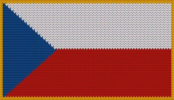 Disegno di distintivo lavorato a maglia della Repubblica Ceca - Cechia, CZ, CZE - bandiera . — Vettoriale Stock