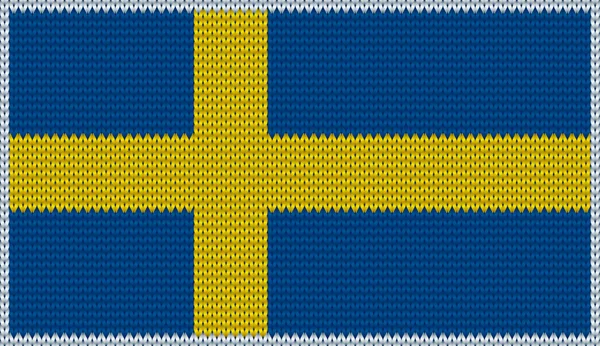 Design of knitted badge of Sweden - SWE, SW - flag. — Stock Vector