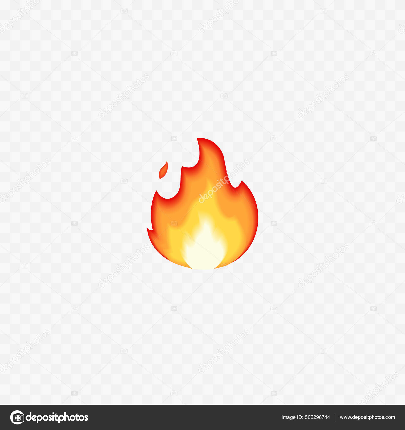 Fire emoji. Fire Flames. Isolated on white. Realistic 3d icon. Vector