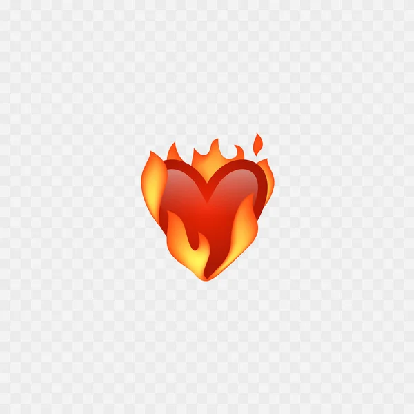 Coração Arder Isolado Branco Coração Vermelho Com Fogo Com Amor — Vetor de Stock