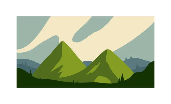 Nature landscape. Mountains and forest. Minimal art. Vector — Stock Vector
