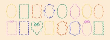 Dalgalı kareler karalamalar. Asgari çizim el çizimi çerçeve şablonu. Vektör illüstrasyonu