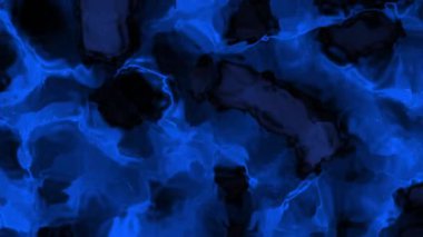 Soyut hareket arkaplanları için kusursuz elektrik mavi ve siyah sıvı mermer dokuma döngüsü.