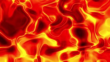 Erimiş Isı desenli Ateşli Sarı ve Siyah Sıvı Yüzey, Yoğun Parlak Dalgalar ve Hızlı Sıvı Hareketi Sıcak Soyut Bir Arkaplan Oluşturuyor.