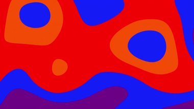 Pürüzsüz, akışkan organik şekilli kırmızı, turuncu ve mavi renk paletli animasyon döngüsü. Grafik tasarımı ve dijital arkaplan için mükemmel.