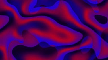 Dinamik, akışkan şekilli, koyu kırmızı ve elektrik mavi eğimli kusursuz soyut döngü arka planı. Grafikler için yumuşak hareket ve yumuşak geçişler.