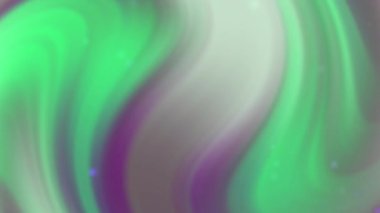 Yeşil ve mor renkli girdap dalgaları içeren büyüleyici soyut bir arka plan. Ufuk borealis 'i andırıyor. İnce, parlak parçacıklar sihirli bir dokunuş ekliyor..