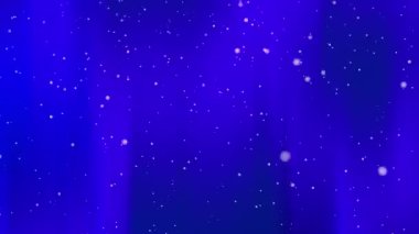 Büyüleyici soyut bir arka plan. Derin maviler, pırıl pırıl kar taneleri ve yumuşak ışık demetleri, tatil kutlamaları için mükemmel bir kış atmosferi yaratıyor..