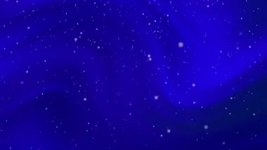Kar veya yıldıza benzeyen parıldayan parçacıklar içeren rüya mavisi soyut bir arka plan. Festival etkinlikleri, tatiller, yeni yıl temaları ve kozmik veya göksel kavramlar için ideal.