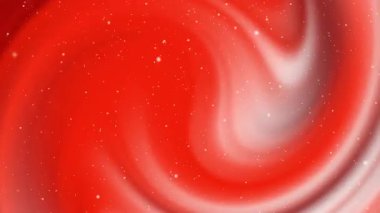 Düşen karı andıran küçük beyaz parçacıklara sahip soyut, kırmızı ve beyaz bir zemin. Noel, Yeni Yıl ve bayram teması için mükemmel..