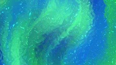 Dalgalanan mavi ve yeşil sıvının dinamik soyut animasyonu hafif kabarcıklar ve parıldayan ışık yansımaları. Ekran koruyucuları ya da yaratıcı arkaplanlar için mükemmel.