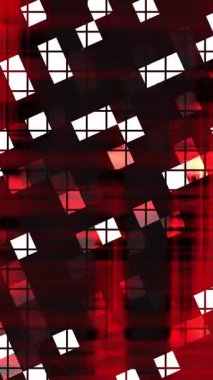 Dinamik soyut arka plan videosu, dikey çizgileri bulanık kırmızı ve beyaz karelerden oluşan geometrik bir desen içeriyor. Hareket grafikleri, dijital sanat ve görsel efektler için ideal.