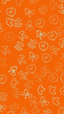 Duvar kağıdı tekstil yüzey tasarımı ve şenlik kırtasiyesi için kusursuz el çizimi turuncu karalama deseni modern dekoratif arka planlar için parlak, oyuncu çiçek başlıkları ve karalamalar.