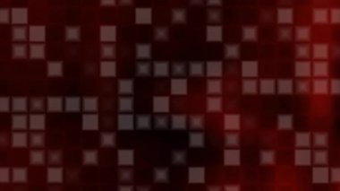 Parlayan mozaik fayanslar ve teknolojik yayın ve geleceksel tasarım projeleri için ideal dinamik dijital hareket ile donatılabilir soyut kırmızı pixel ızgara arka planı.