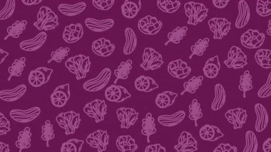 Gıda ambalajı duvar kâğıdı ve markalaştırma uygulamaları için ideal çizgide kusursuz el çizimi mor sebze deseni.