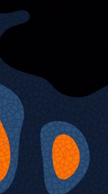 Animasyon soyut mozaik kompozisyonu akıcı bir turuncu kurdele ve katmanlı koyu mavi dalgalar arka plan ve hareket grafikleri için ideal fayans dokusuna sahiptir..