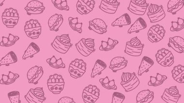 Kusursuz pembe tatlı desenli el çizimi tatlı arka plan