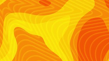 Dalgalı Topografik Çizgilerle Turuncu ve Sarı Soyut Akışkan Arkaplan