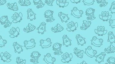 Çocuklar için ideal şirin kurbağa desenli mavi arkaplan çizimi çizgi filmler ve animasyonlar ve web tasarımı için uygun eğitim videoları.