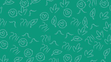 El çizimi ile Teal kusursuz karalama arkaplanı kalpleri ve soru işaretlerini videolar ve tasarımlar için çok yönlü grafik arkaplan olarak ideal kılar