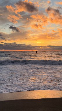 Beach sunset waves. stunning bright colorful sky, seascape. High quality 4k footage