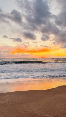 Beach sunset waves. stunning bright colorful sky, seascape. High quality 4k footage