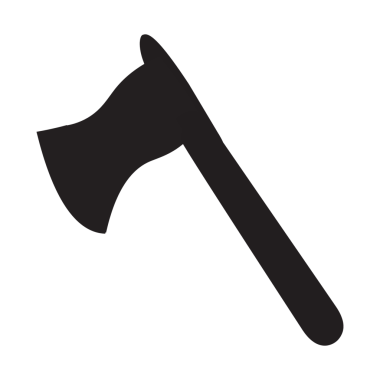 bir baltanın koyu renk silueti koyu siyah arkaplan resmine karşı görüntülenir