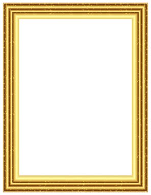 İzole edilmiş beyaz arkaplanda altın çerçeve