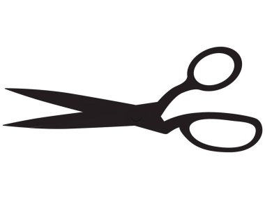 Makas simgesi. Beyaz arkaplanda izole edilmiş web tasarımı için makas vektör simgesinin basit çizimi