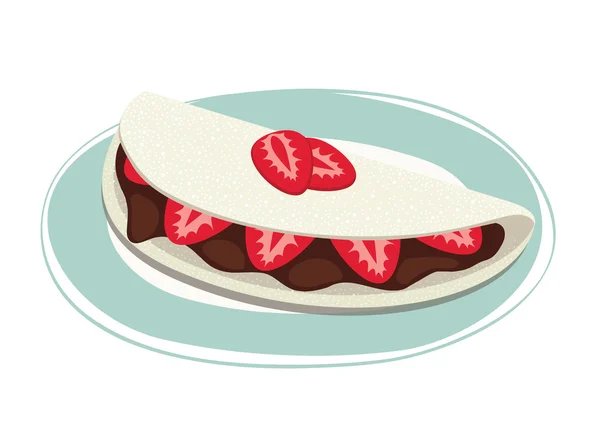 Tapioca dulce con fresa y chocolate — Vector de stock